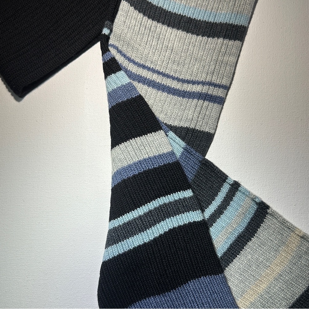 Smartwool Merino Striped Knit Scarf in Gray Black - Picture 3 of 11